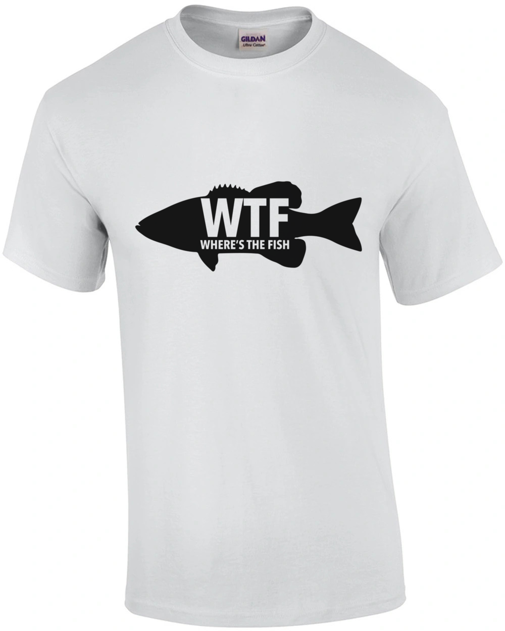 Worldoftshirts Fish WTF - Where's the fish - funny fishing t-shirt