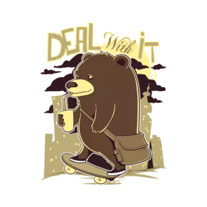 Deal With It Skateboarding Bear T-Shirt