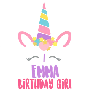 Unicorn Birthday Girl Shirt. Girl's Happy Birthday. Custom T-Shirt with your girl's name and age. Personalized Birthday T-Shirt