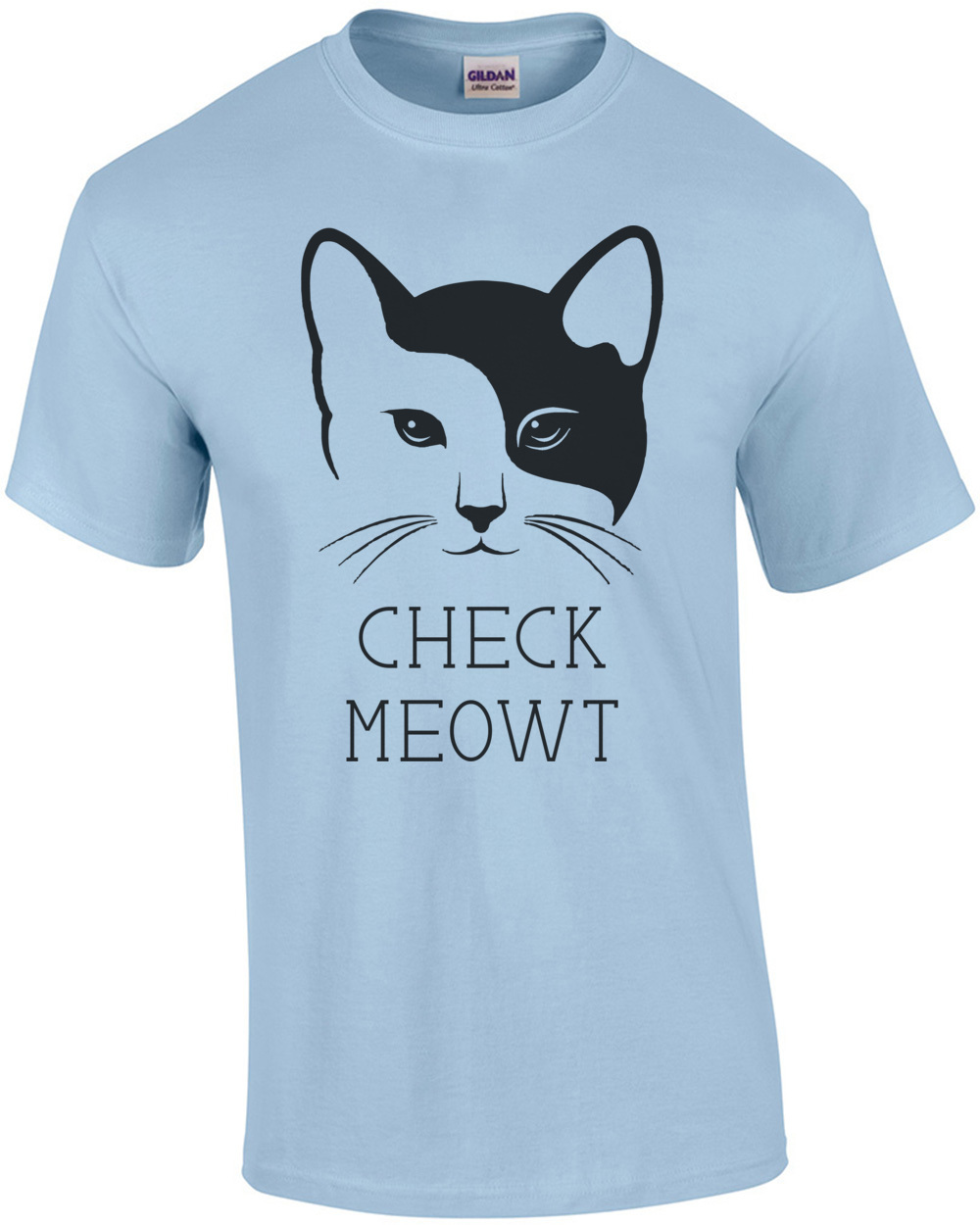 Check Meowt Cat Slogan T-Shirt - Buzz Shirts Unisex Organic Cotton Tee For Men Or Women
