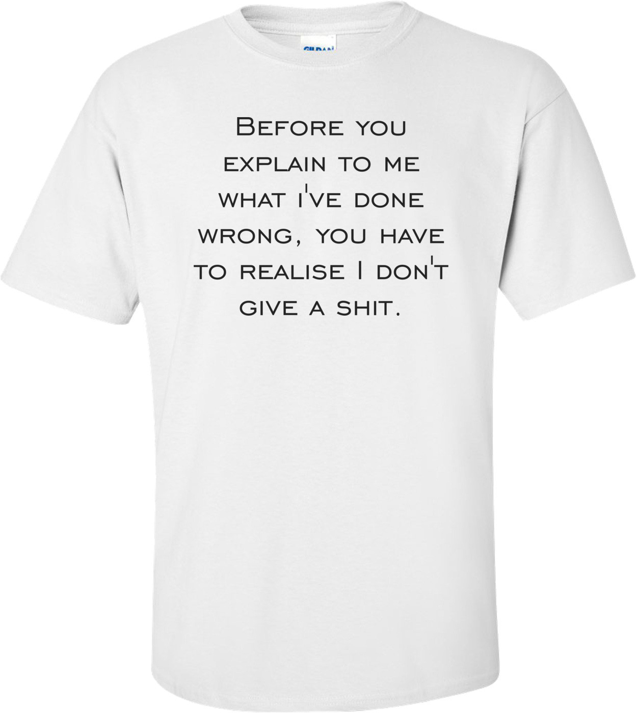 Before you explain to me what i've done wrong, you have to realise I don't give a shit. Shirt