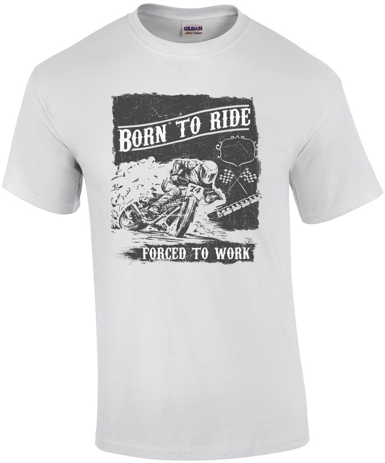 Born To Ride Forced To Work Biker Motorcycle T-Shirt