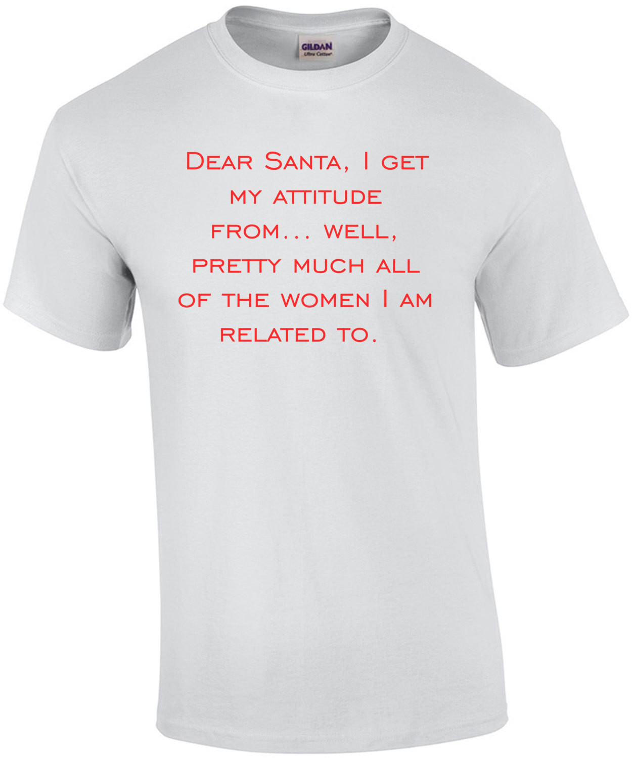 Dear Santa, I get my attitude from... well, pretty much all of the women I am related to. Funny Christmas T-Shirt