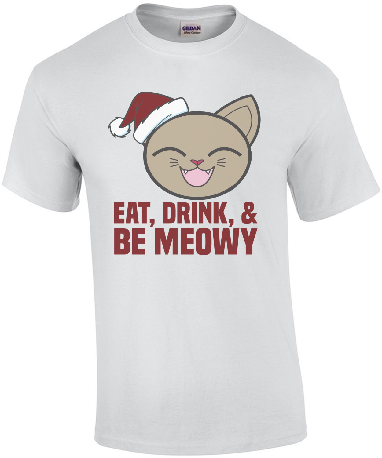 Eat, Drink, and be meowy - funny cat christmas t-shirt