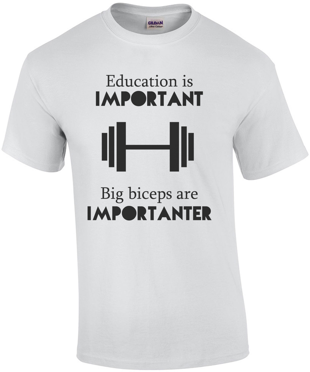 Education Is Important. Big biceps are importanter - Funny Working Out T-Shirt