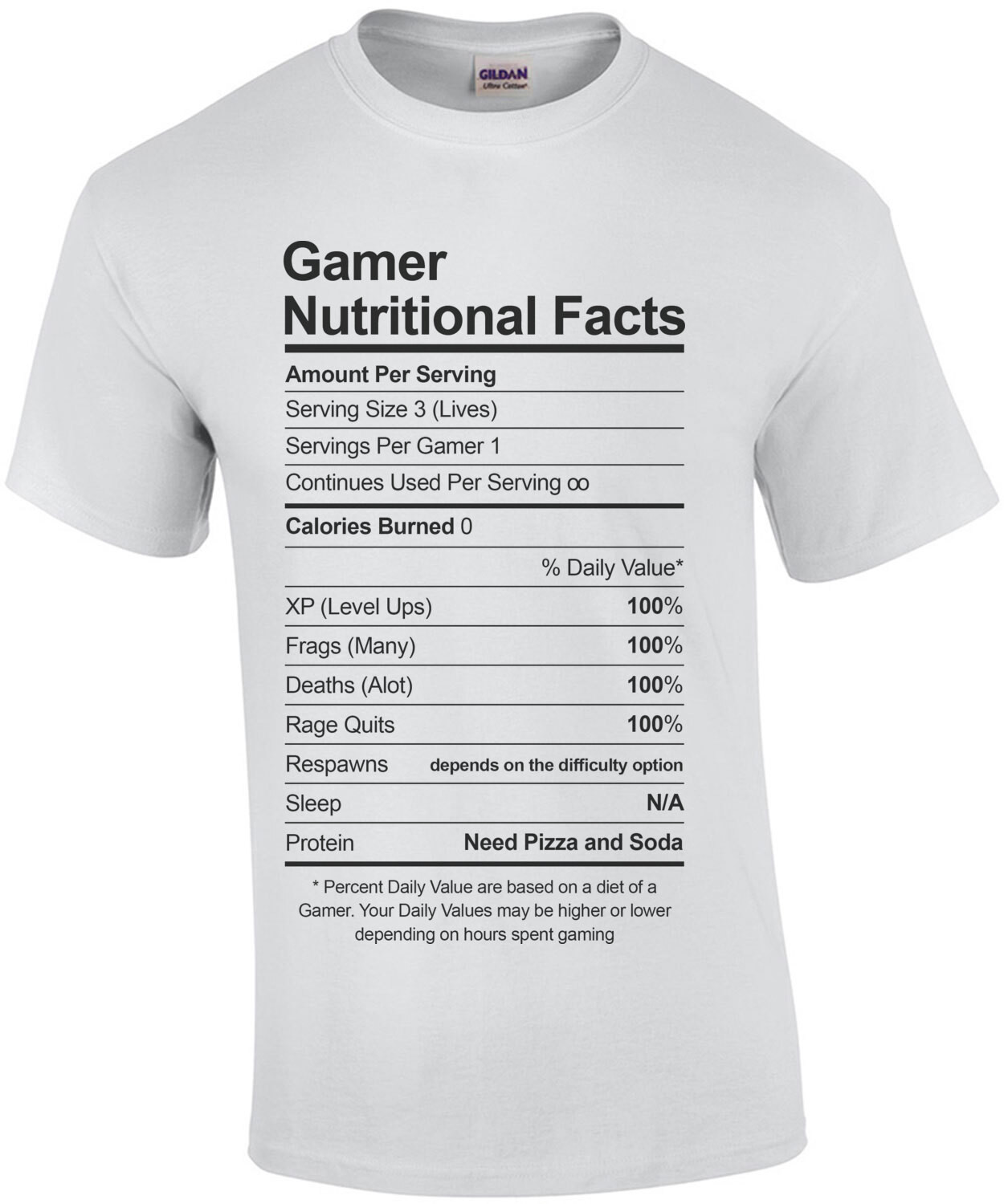 Gamer Nutritional Facts - Video Game T-Shirt