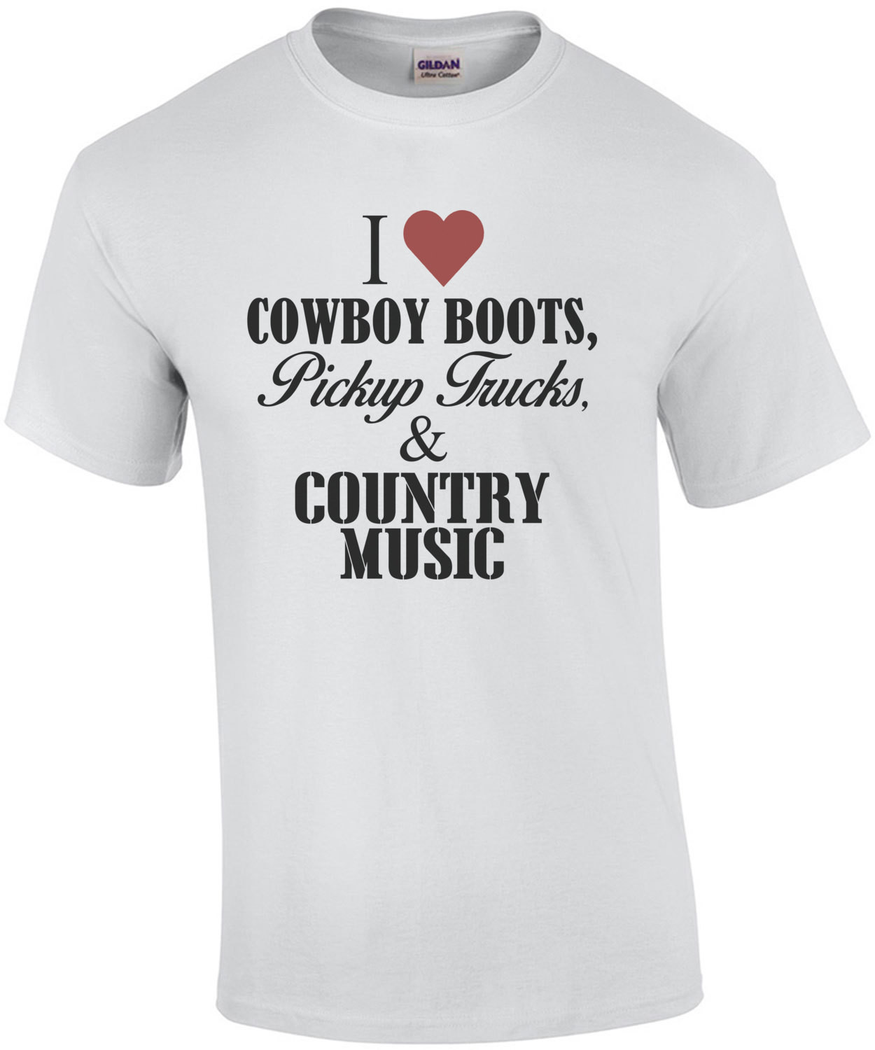 I Heart Cowboy Boots Pickup Trucks And Country Music T-Shirt