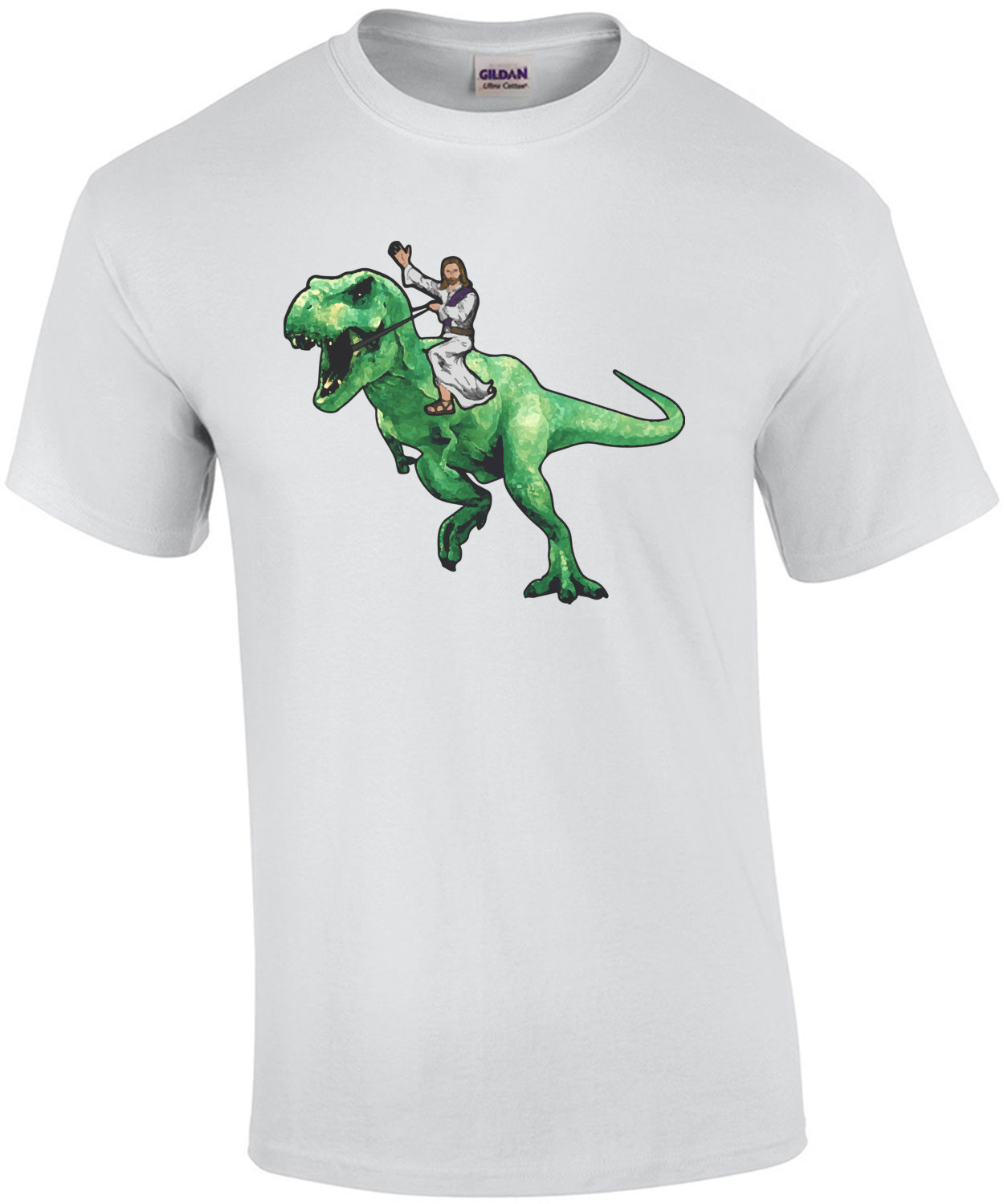 Jesus riding a dinosaur t-shirt