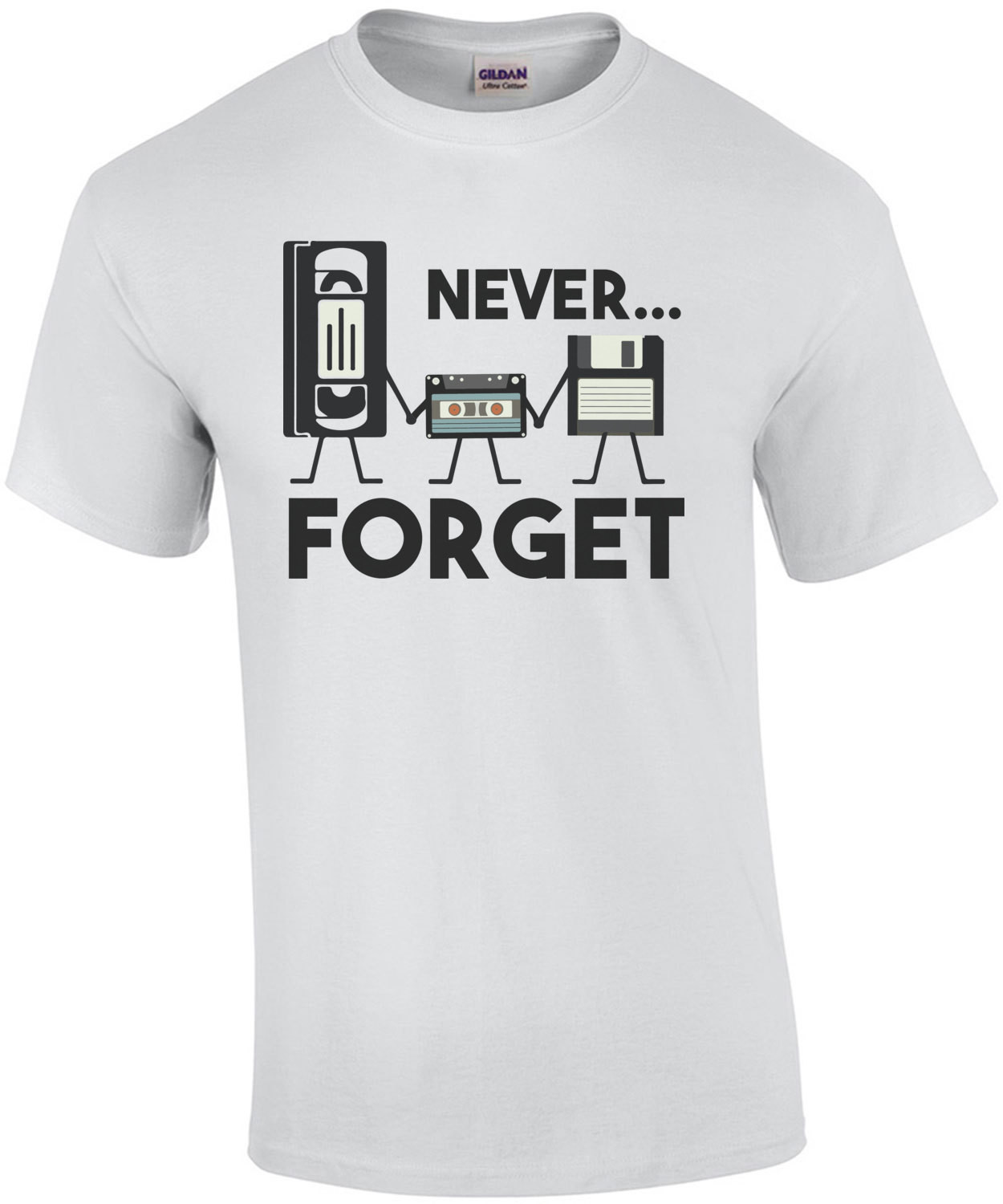 Never Forget - VHS Tape, Floppy Disk, Tape, Funny Nostalgia T-Shirt