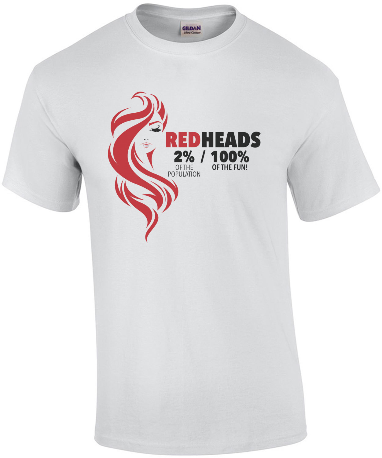 Redheads 2% of the population - 100% of the fun! - ladies t-shirt