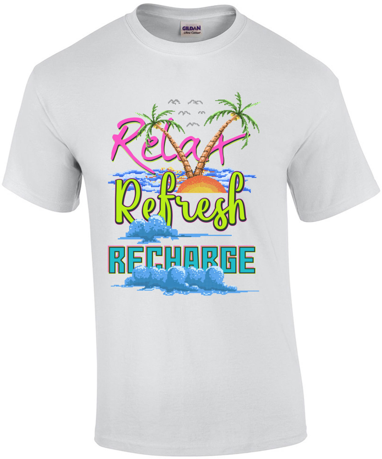 Relax Refresh Recharge Retro Vacation T-Shirt