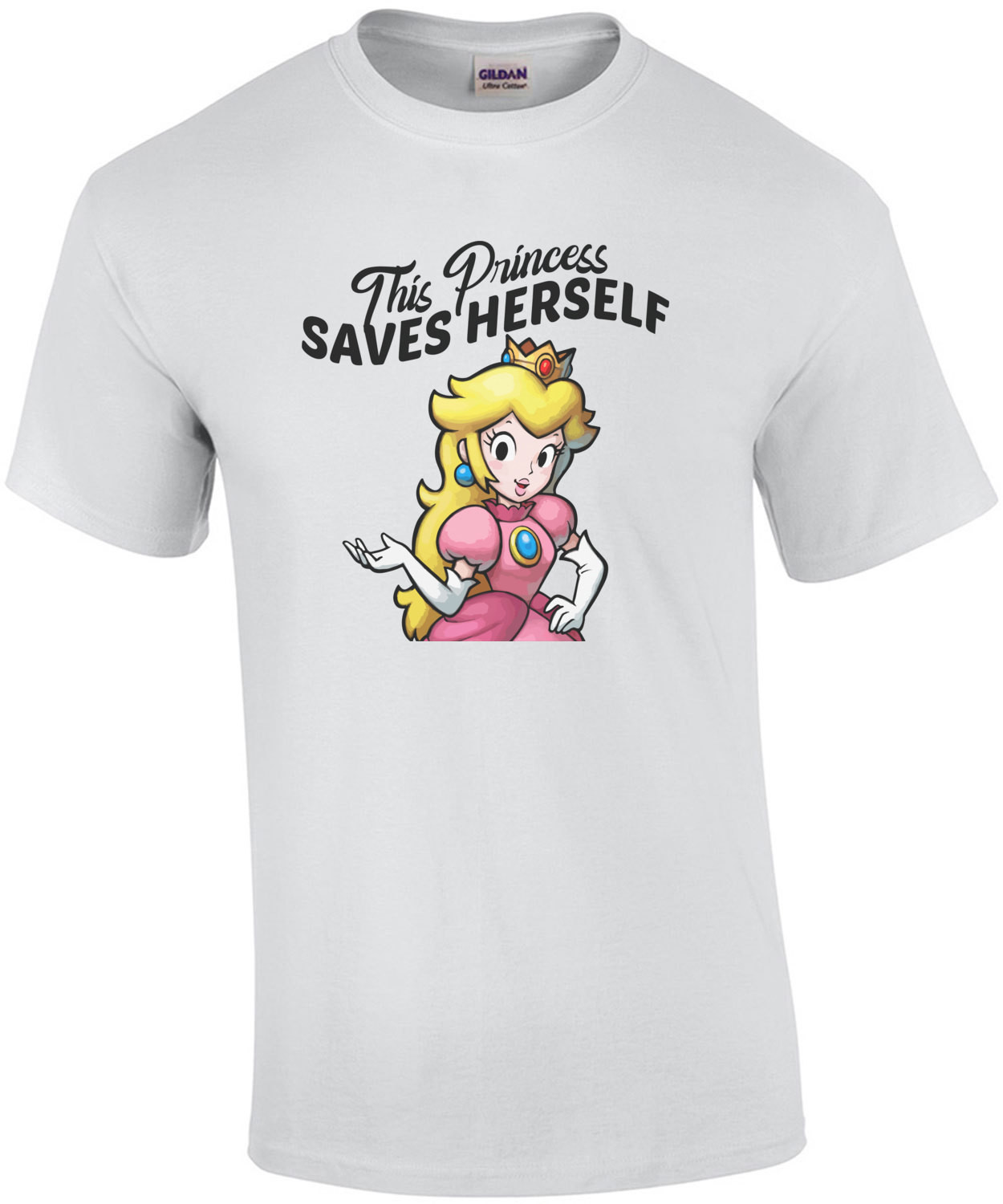 This princess saves herself - feminist t-shirt - Super Mario Bros T-Shirt