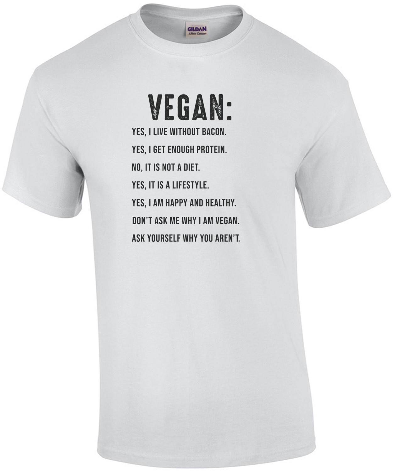 Vegan: Yes, I live without bacon - funny vegan t-shirt
