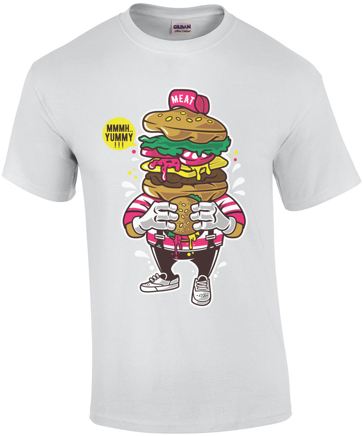 Vintage Burger Eating Burger Cannibal T-Shirt