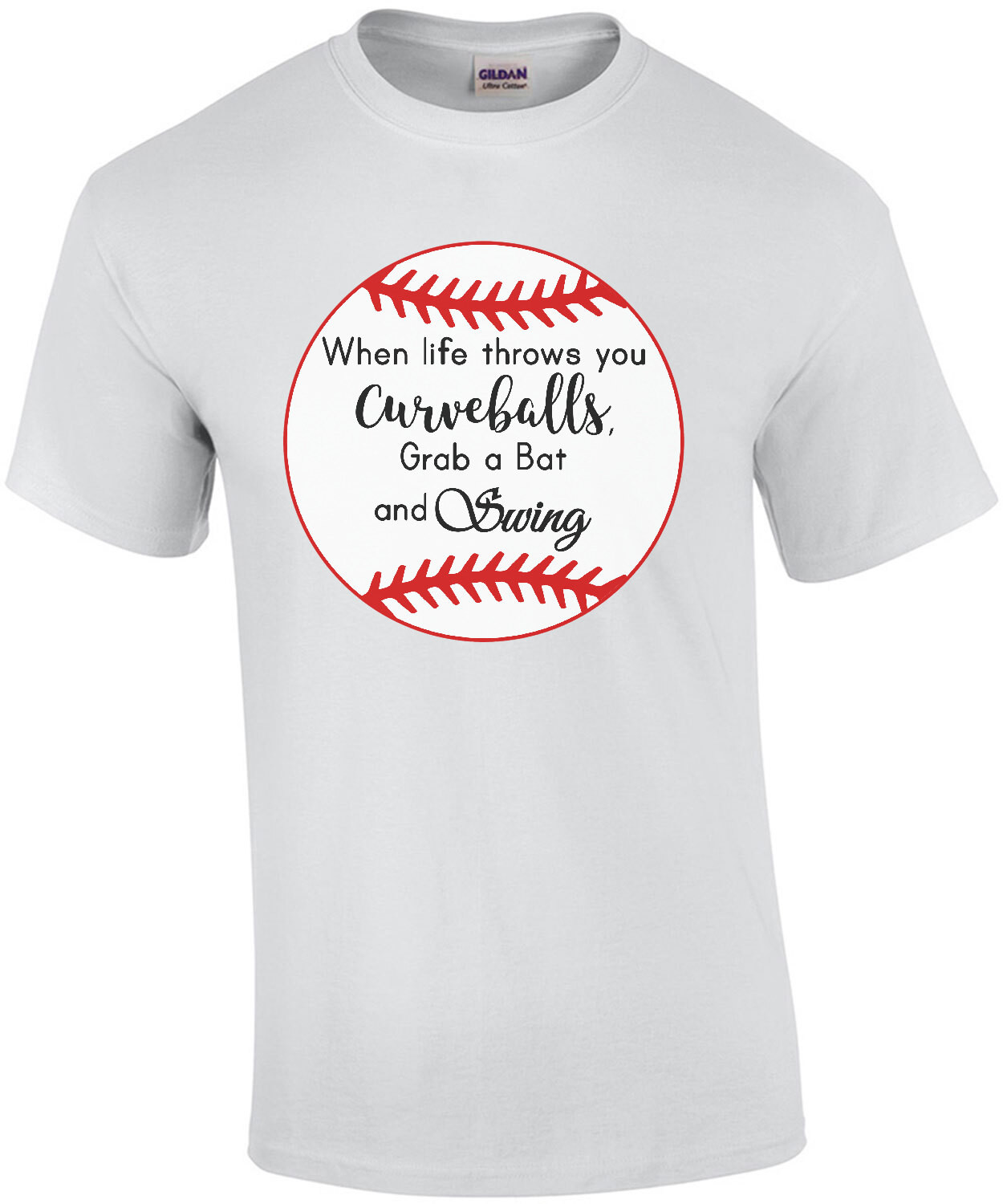 When life throws you curveballs, grab a bat and swing - cute softball t-shirt.