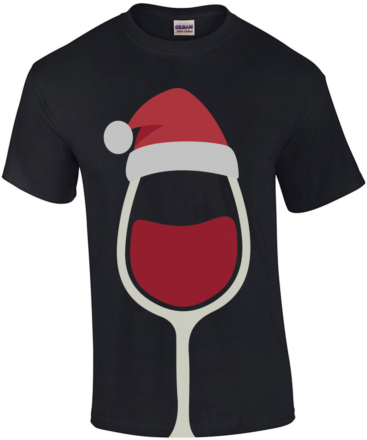 Wine glass santa hat - christmas t-shirt
