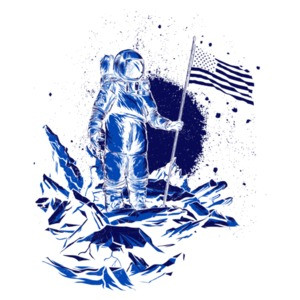 America Lands On Moon Patriotic Astronaut T-Shirt