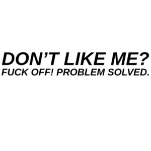 Don't like me? Fuck off! Problem solved. rude t-shirt