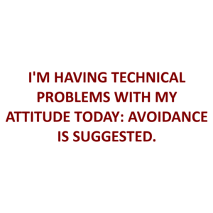 I'M HAVING TECHNICAL PROBLEMS WITH MY ATTITUDE TODAY: AVOIDANCE IS SUGGESTED. Shirt