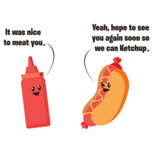 It was nice to meat you. Yeah, hope to see you again so we can ketchup. Funny pun t-shirt
