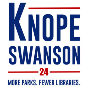 Knope Swanson 20 - More Parks. Fewer Libraries. Parks and Recreation T-Shirt - 2024 Election T-Shirt