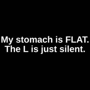 My stomach is FLAT. The L is just silent. Fat guy t-shirt