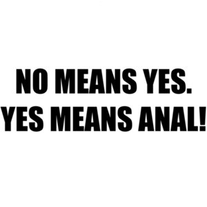 No means yes. Yes means anal! - offensive sexual t-shirt