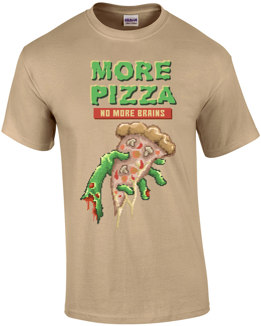More Pizza No More Brains Retro T-Shirt