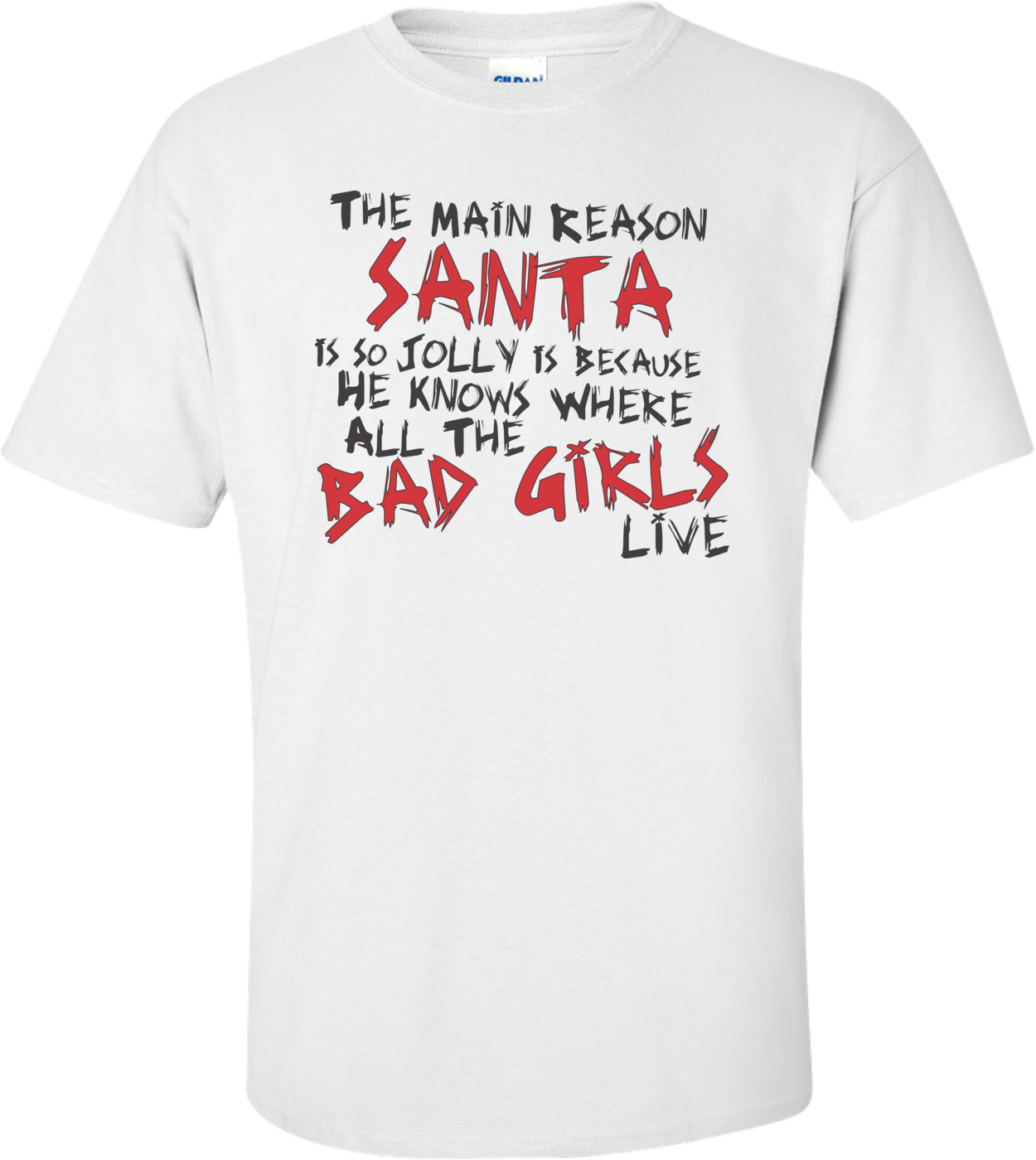 Womens Santa Is Jolly Because He Knows Where The Bad Girls Live Tshirt Funny